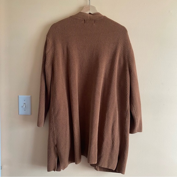 Old Navy Textured Open Front Sweater Cardigan Woman 3X  Brown Boxy Pockets 2023 - Picture 3 of 13
